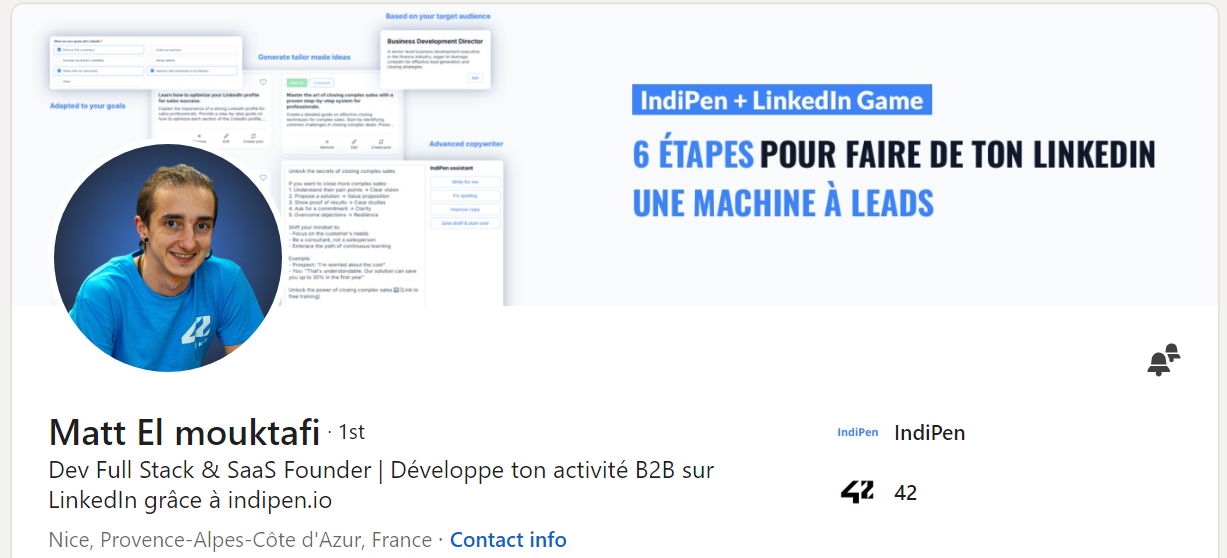 Exemple de couverture LinkedIn