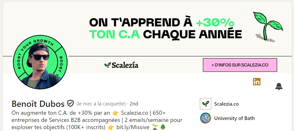 Exemple de couverture LinkedIn