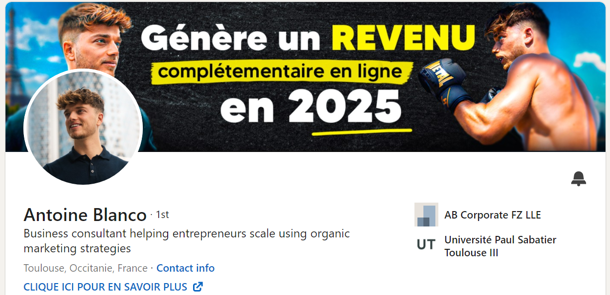 Exemple de couverture LinkedIn