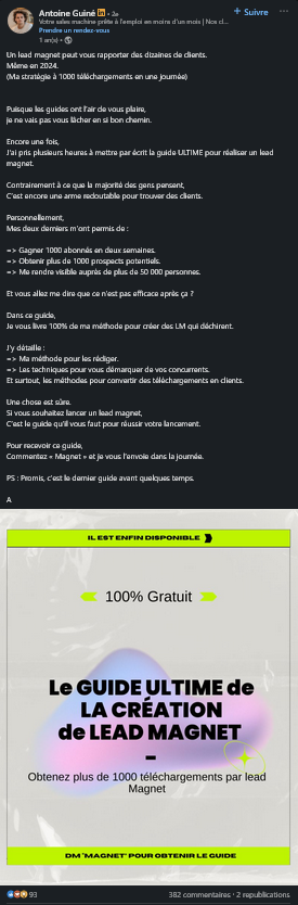 Exemple de lead magnet