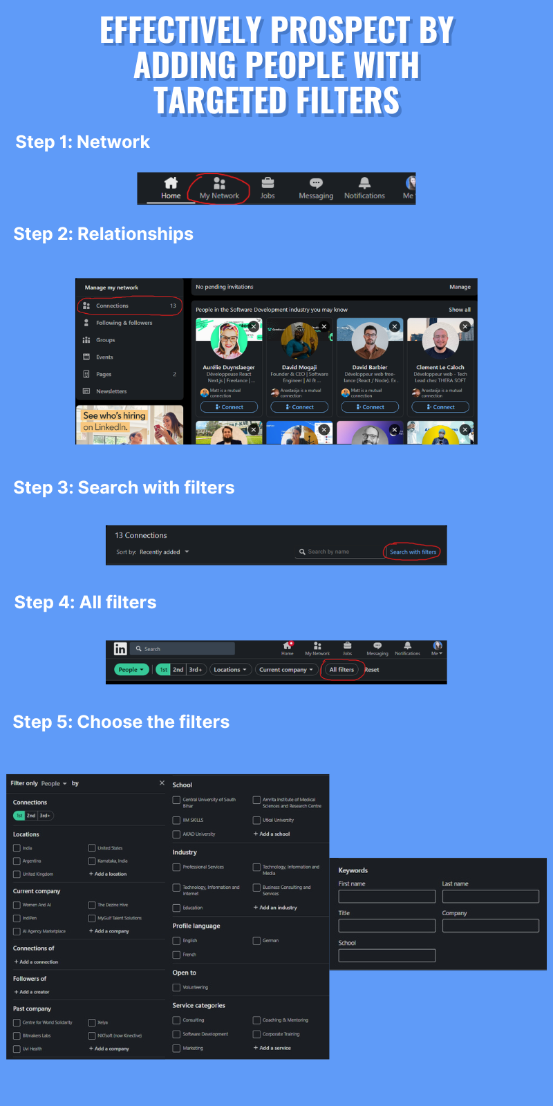 Effectively prospect by adding people with targeter filters